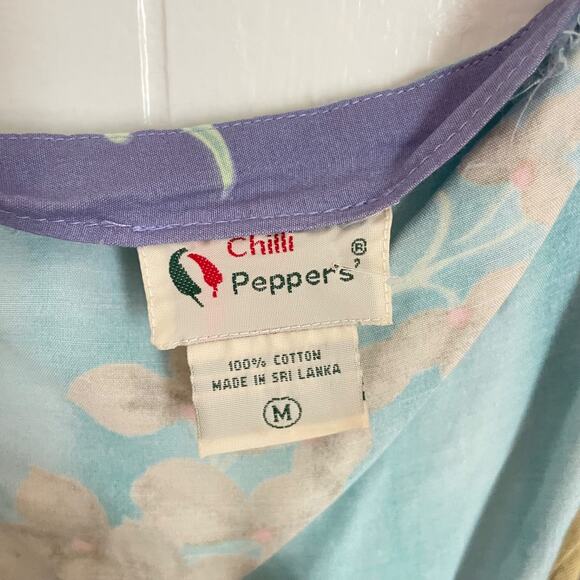 Y2K Mermaid Dress M Boho Fairy Blue Purple Tropical Beach Spaghetti Strap Cotton - Picture 7 of 10